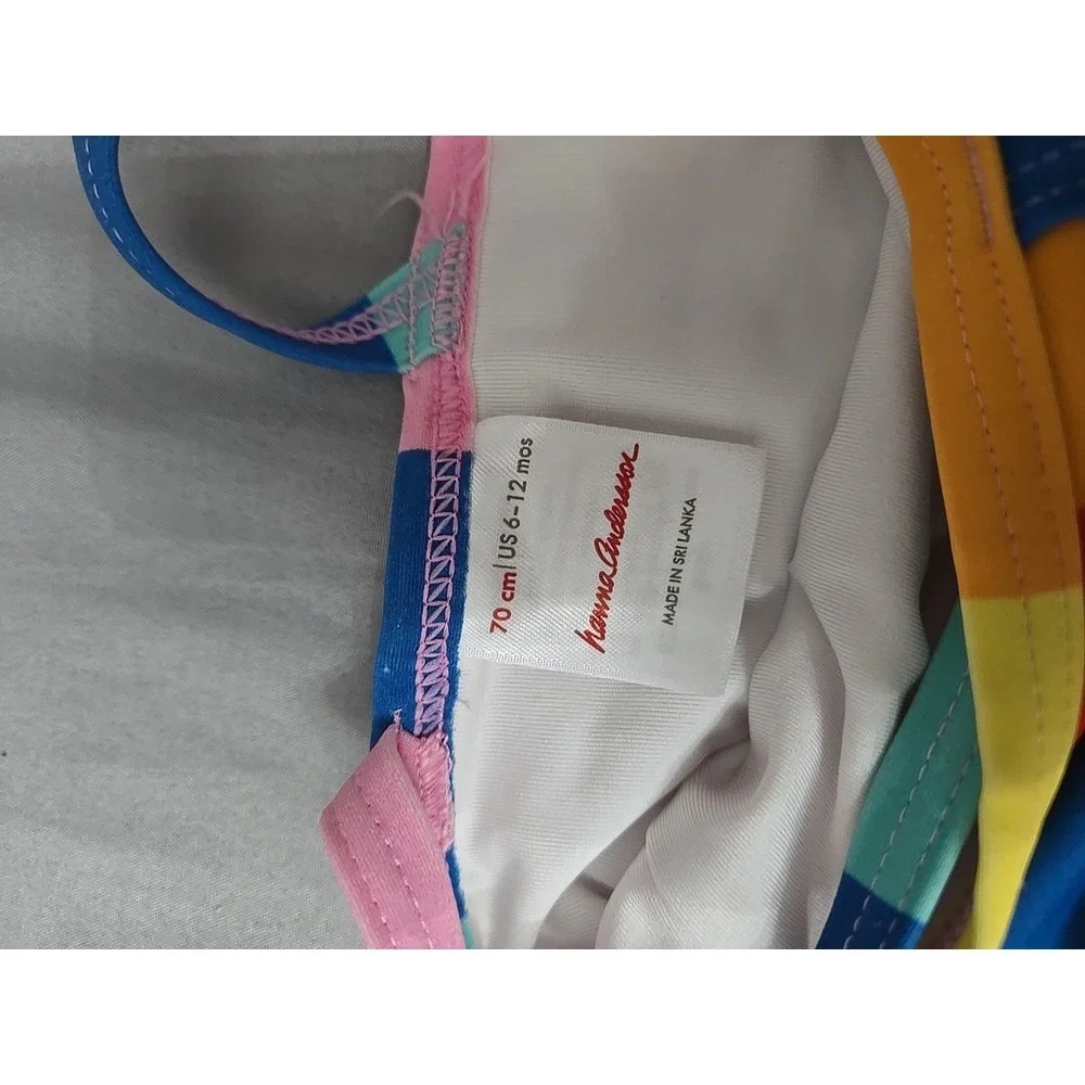 Hanna Andersson swimsuit,‎ rainbow stripe ruffle  GIRLS SIZE 6-12 MONTH